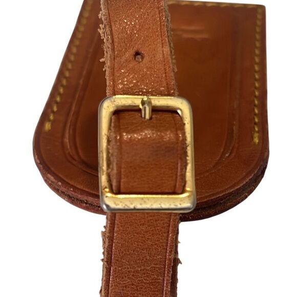 Louis Vuitton Brown Leather and Gold Hardware Luggage Tag Authentic - Picture 4 of 6